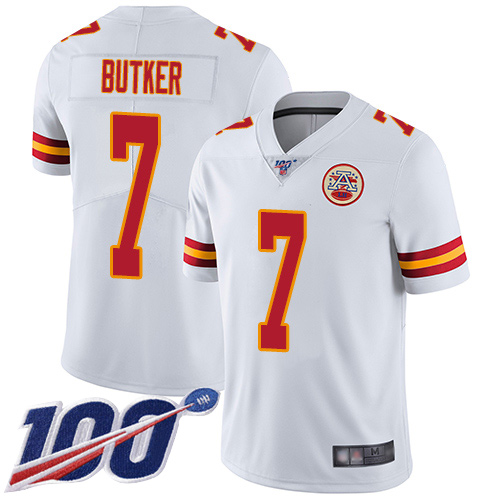 Men Kansas City Chiefs 7 Butker Harrison White Vapor Untouchable Limited Player 100th Season Football Nike NFL Jersey